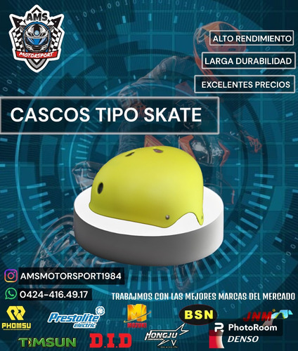 Casco Tipo Skate Amarillo 