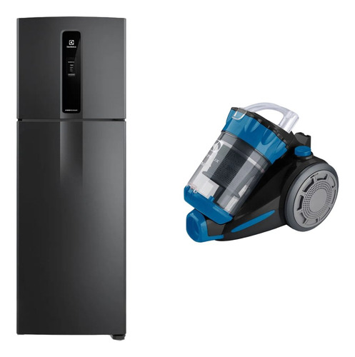 Combo: Refrigerador Top Freezer (if43b) Black Inox Look 390l