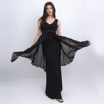Comprar Vestido Largo Fiesta Gasa Noche Elegante Calidad Cruzado