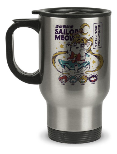 Taza Mug Termica Sailor Moon Parodia Gato