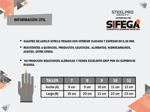 Imagen 4 de 5 de Guantes De Nitrilo Verde Flocado Steelpro