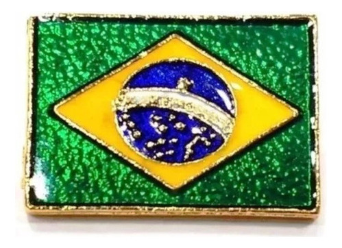 Kit 3 Pins Bótons Bandeira Do Brasil 23mm Folheados A Ouro