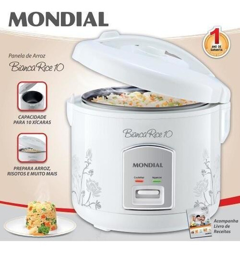 Panela Arroz Mondial 10 Xicaras Bianca Rice 10 Branco 110 V