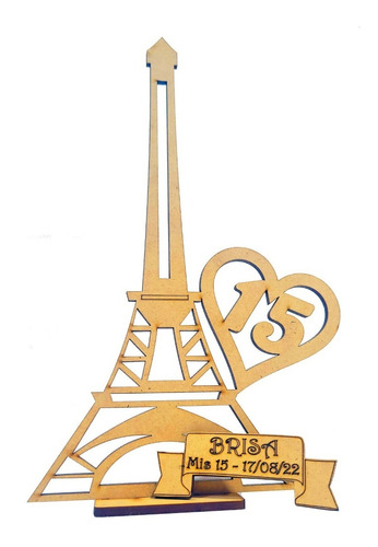 50 Souvenirs Torre Eiffel Corazón 15 Años Mdf + 10 Centrales