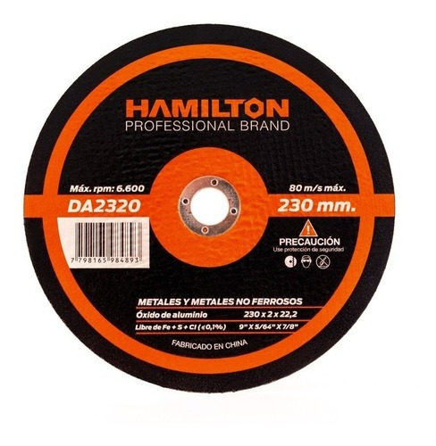 Disco Abrasivo Para Corte De Metales Hamilton 230 X 2mm