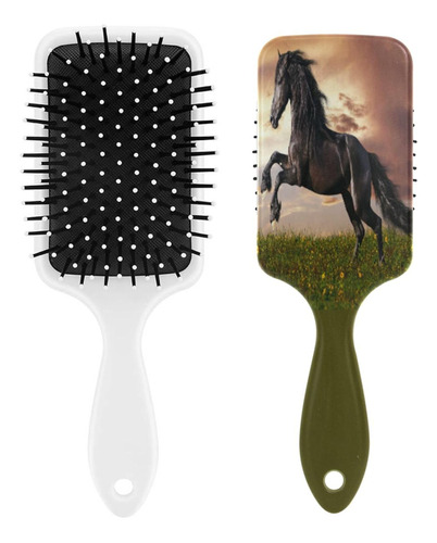 Hair Brush For Women Girl  Black Friesian Horse Galloping Ha
