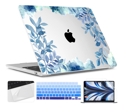 Funda Twolskoo Para Macbook Air 13 M2 + C/teclado Floral