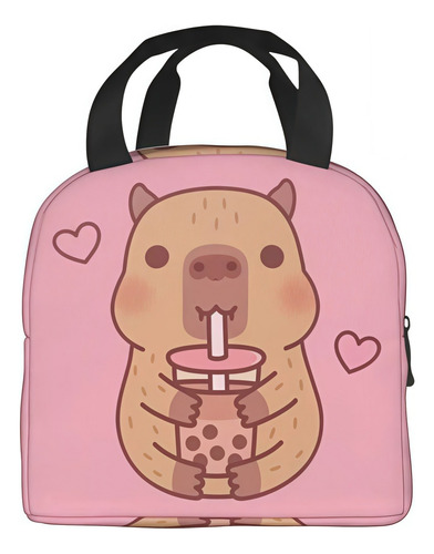 Bolsa De Almuerzo Aislante Con Forma De Capibara Rosa