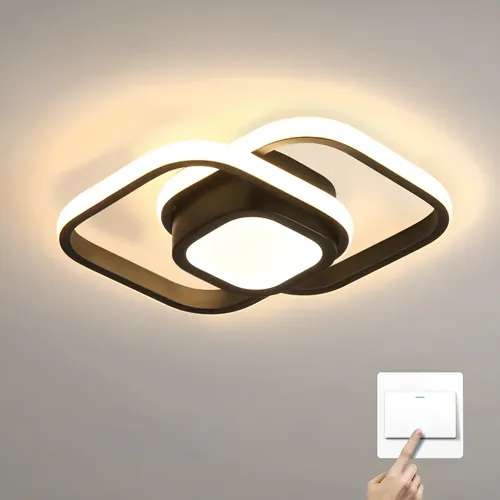 Lustre Sala,pendente Luminaria Teto Plafon Quarto Led 3 Em 1 127/220v Preto
