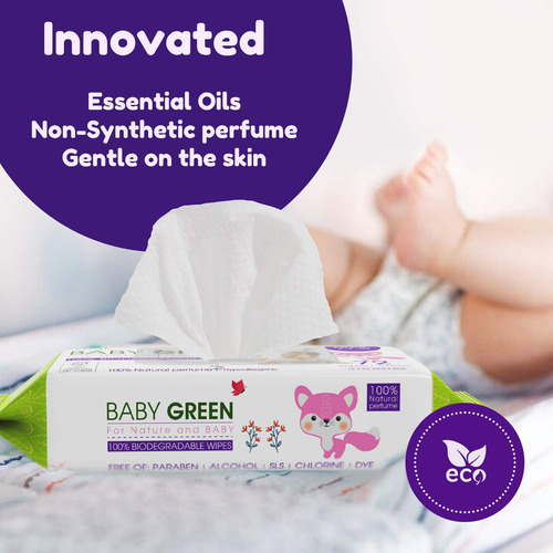 Toallitas Biodegradables Para Bebés, 99% Agua Pura, Paquete