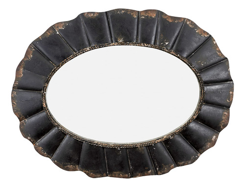 Espejo Ovalado Con Marco Metalico Negro Antiguo