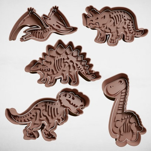 Set 5 Cortadores De Galletas - Dinosaurios Fosiles 