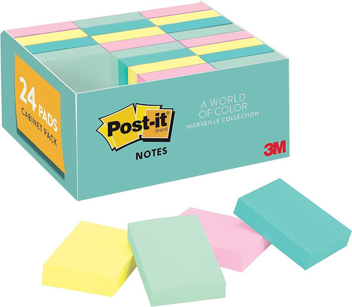 Post-it - Mini Notas Adhesivas De 1.5 X 2 Pulgadas  24 Paque