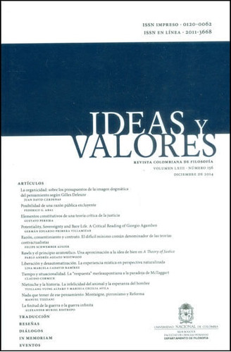 Ideas Y Valores Revista Colombiana De Filosofía Vol Lxiii No