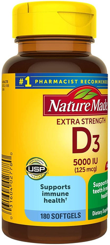 Nature Made Vitamina D3 5000 Iu Extra Strength 180 Cápsulas