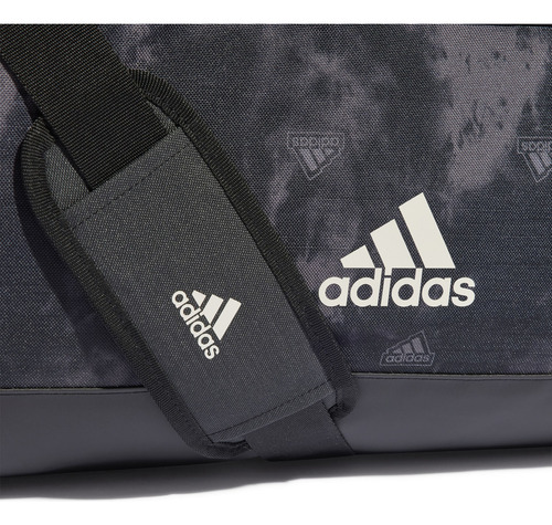 Mala Duffel Média Estampada Linear adidas Cor Black / Charcoal S24 / White