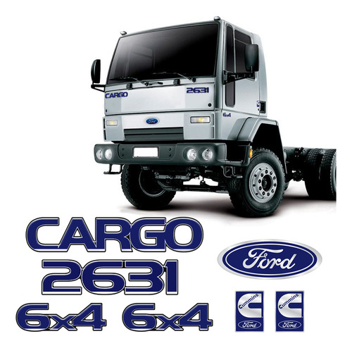 Kit Emblemas Cargo 2631 6x4 Adesivos Caminhão Ford Cummins