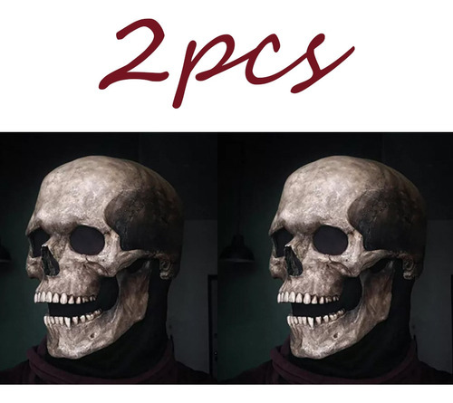 1 Máscara De Halloween 2p Cabeza Crânio Completa Esqueleto