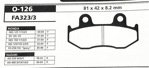 Pastilla De Freno Honda Atv Trx 250 Trasera 88/89 Ora Ourway