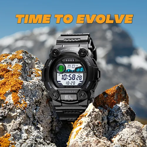 Reloj Militar Hombre Burk 1633 Cronometro Alarma Luz Digital Color