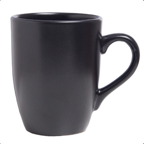 Jogo 1 Caneca Xícara 360ml Chá Café Lisa Em Cerâmica Fosca Cor Preto