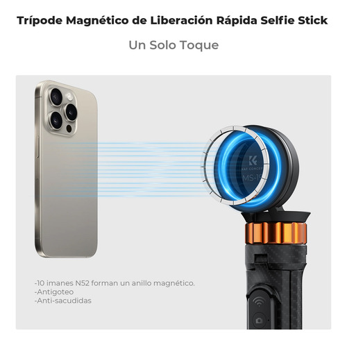 Trípode K&f De 63'' Magnético Para Smartphones Y Palo Selfie