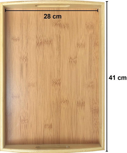 Imagen 2 de 8 de Bandeja Bambu Madera Servir Manija Asa Desayuno Cama Mesa