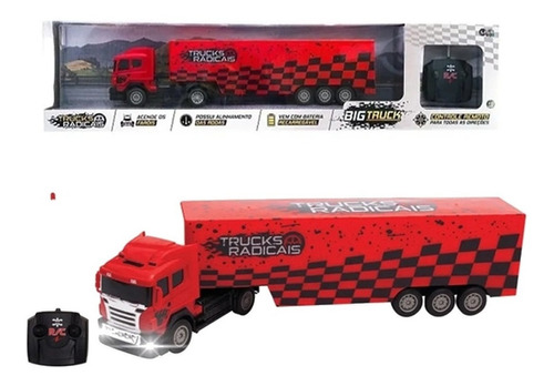 Caminhão Carreta Vermelho Controle Remoto Big Truck - Unik
