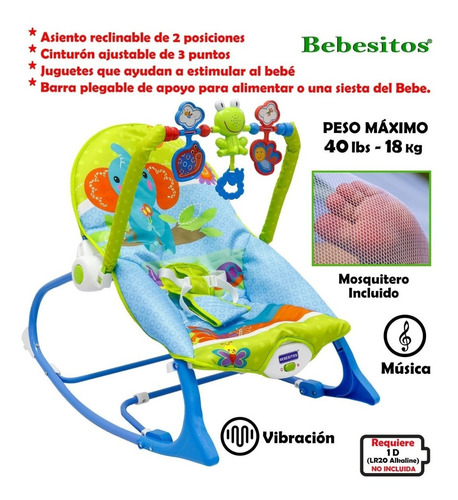 Imagen 2 de 2 de Silla Mecedora Vibradora Musical Rocker Bebesitos