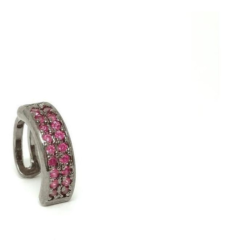 Brinco Semijoia Ear Cuff Pp Pink Ródio Negro