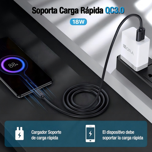 1hora Cab236 Usb Micro Usb V8 Negro Negro