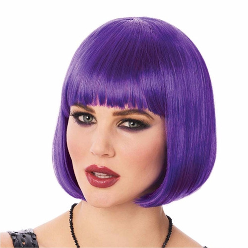 ¡ Peluca Corta Morado Fantasía Para Fiestas & Halloween !!