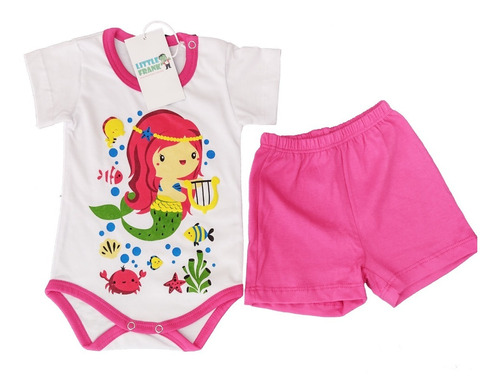 Conjunto Sirenita  Bebe Beba Nena Body Manga Corta Short