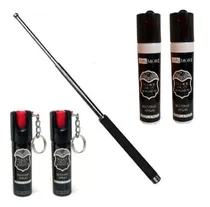 Comprar Kit Defensa Personal 1 Baston Expandible +4 Gas Pimienta Usa