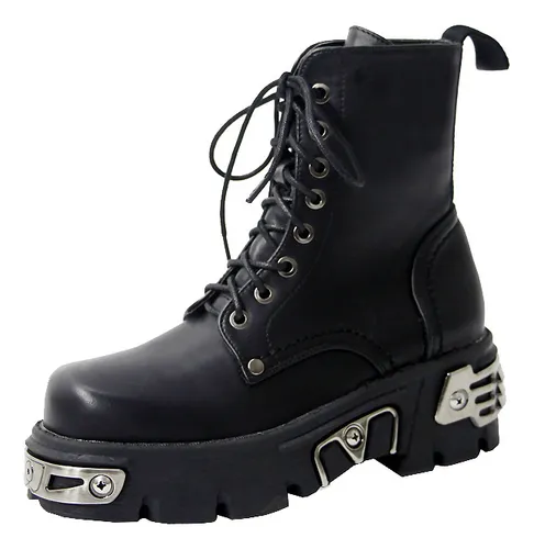 BOTAS MOTERAS NEGRAS PARA HOMBRE DE PIEL DE NEWROCK