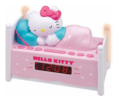 Hello Kitty Sleeping Kitty - Radio Despertador Doble Con Luz