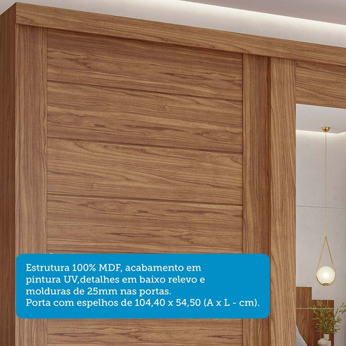 Guarda-roupa Casal 2 Portas De Correr 8 Gavetas Com Pés Wt