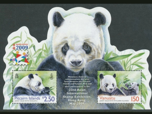 2009 Fauna - Oso Panda- Pitcairn Islands (bloque) Mint