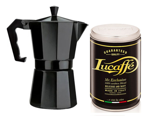 Café Lucaffe Mr Exclusive 250 Gr + Cafetera Moka  6 Tazas