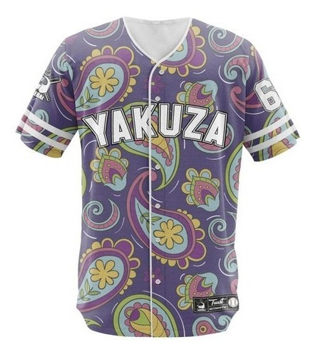 Camisa Jersey Baseball Flor Moda Hype Yakuza Time Tropical 