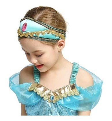 Imagem 4 de 5 de Tiara Princesa Miçanga Verde Tiffany Festa Infantil Carnaval