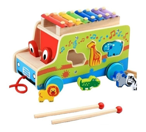 Juguetes De Madera Niños Didáctico Multifuncional Xilófono