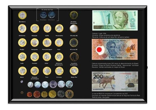 Marco de colección de monedas conmemorativas Plano Real para billetes de 200 reales