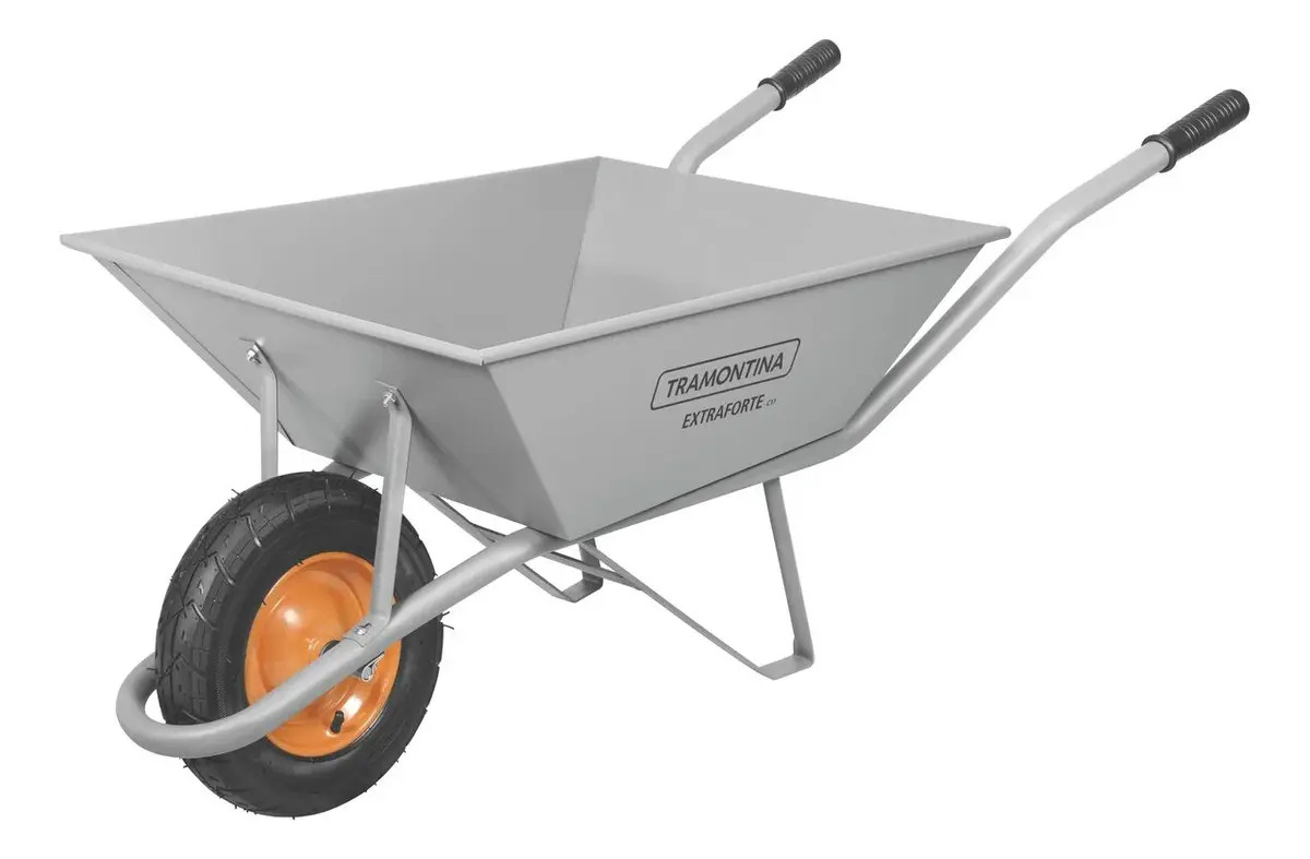 Carrinho Extra Forte Pneu C/câmara 3.5/8 Tramontina Cor Preto/laranja