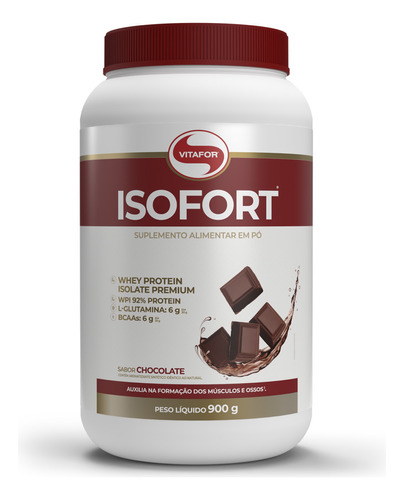 Whey protein isolado Isofort 900g chocolate Vitafor