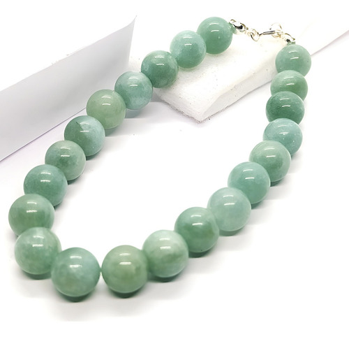 Pulsera Jade Genuina Piedras Naturales Plata 925