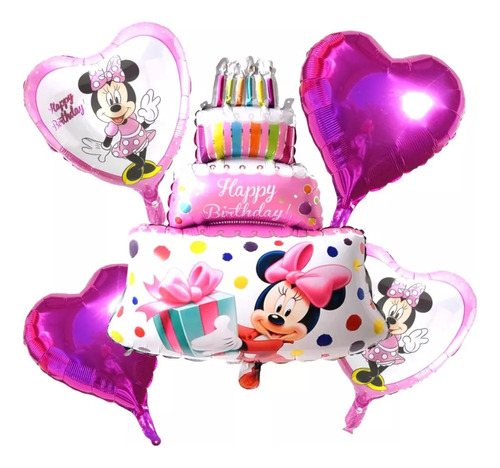 Minnie Mouse Set Fiesta Decoración De Cumpleaños 5pcs Globos