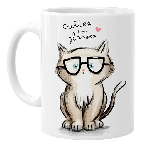 Taza Gato Lentes Colores Regalos #005