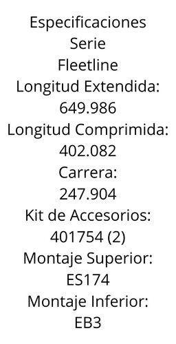 Amortiguador 85070 = 65159 6658587c1 B711001 89459 F347233