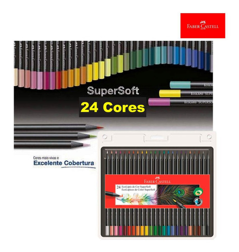Imagem 5 de 10 de Kit Lapis Cor Caixa 24 Cores Faber Castell